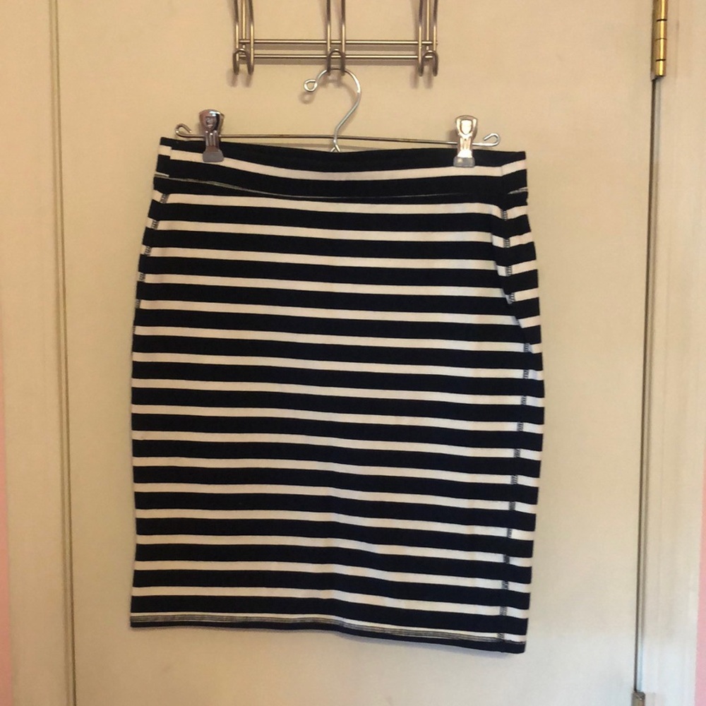 Old Navy Stretch Cotton Skirt, Navy Blue/White